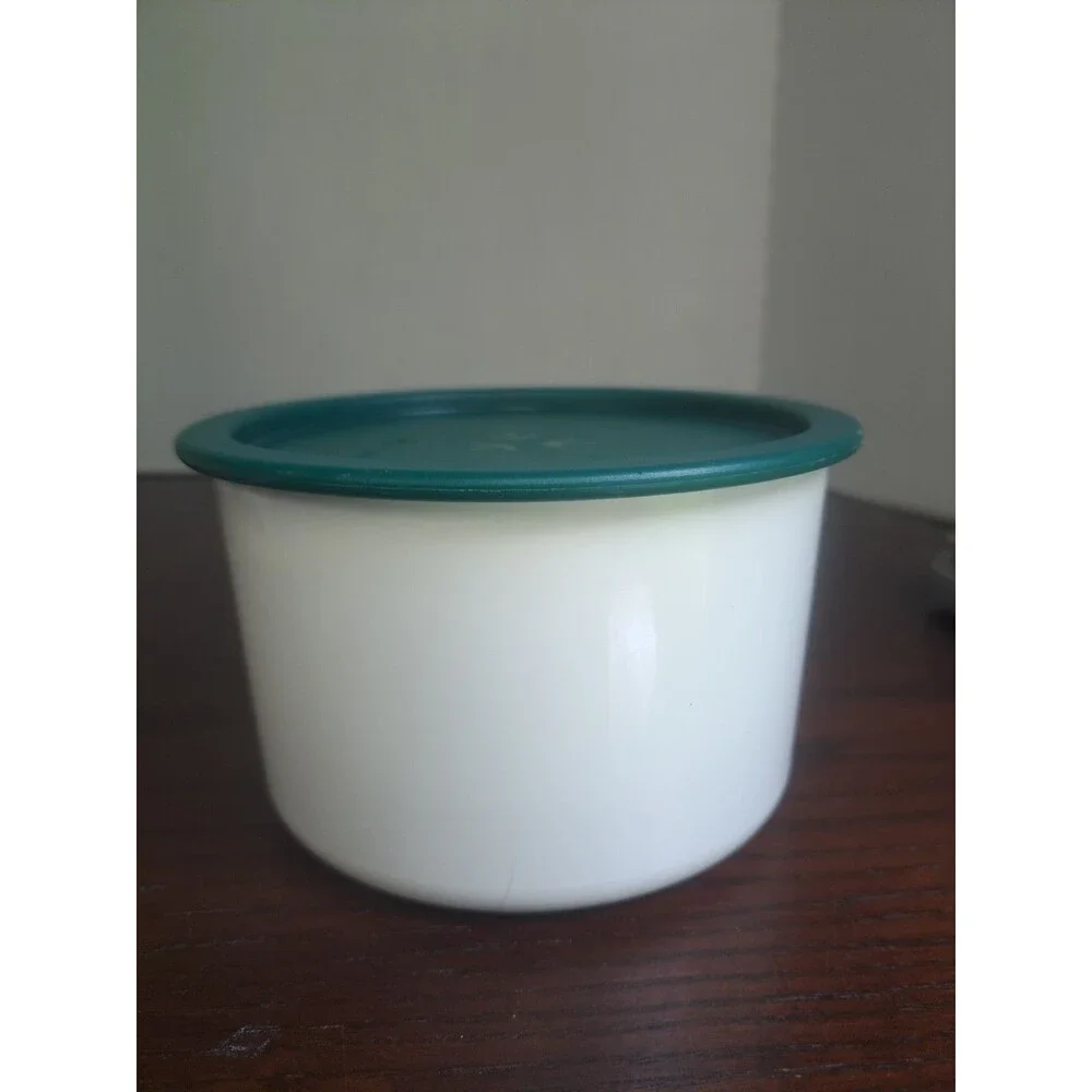 Vtg Tupperware One Touch Canister White With Hunter Green Lid 2708A-2
